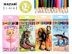 Карандаши цветные деревянные ИТАЛ.МЕМ, 12 цв., шестигранный корпус, d грифеля=2,5 мм, 4 дизайна в ас