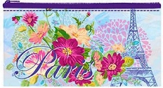 ПМП 01-24 Цветы Парижа - пенал мягкий, глиттер на ткани