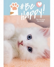 ЗАПИСНАЯ КНИЖКА А6 48л. МИЛЫЙ БЕЛЫЙ КОТЕНОК (К48-5581) 7БЦ, глянц.ламин., цвет.мелов.обл