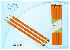 Карандаш чёрнографитный: деревянный, корпус жёлтого цвета, с ластиком; НВ.