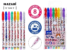 Набор ручек гелевых с блёстками MEOW, с ароматизированными чернилами, 8 цв., пулевидный пиш.узел 0.9