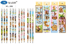 Карандаш чернографитный "КАПИБАРА", НВ, деревянный, заточенный с ластиком,шестигран.цветной корпус /