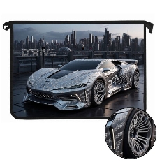 ПТ- 83-12 Silver auto -папка д/тетр. А4 на молнии, дизайн с двух сторон, фольга