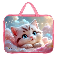 ПМД 4-20 Мечтающий котик - папка менеджера А4(ручка - тесьма),п/э с диз. широкая боковинка,350х265x8