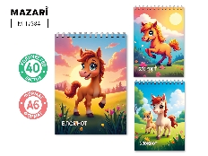 Блокнот А6, 40 л., обложка картон, блок офсет, клетка, на спирали, ассорти 3 дизайна