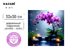 Алмазная мозаика ОРХИДЕЯ деревянный подрамник, холст 30X30 см, частичная выкладка, термоусадочная пл