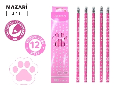 Карандаш чернографитный деревянный ЛАПКИ, HВ, корпус круглый, с ластиком, картонная упаковка