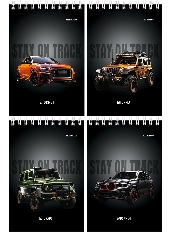 БЛОКНОТ А6 40л. на гребне РАЗНЫЕ АВТОМОБИЛИ - 14 (Б40-7014) ассорти, цвет.мелов.обл, офсет, клетка