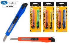 Набор: 2 канцелярских ножа /малые/; цветной пластиковый держатель, ручной фиксатор длины лезвия, в п