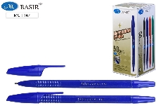 Шариковая ручка: на масляной основе, полупрозрачный корпус, синий колпачок с клипом /синяя/