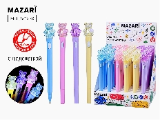 Ручка шариковая с подсветкой МИШКИ, СИНЯЯ, пулевидный пиш.узел 0.7мм, корпус пластиковый, сменный ст