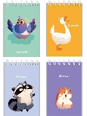 Блокнот А7 40л. на гребне ЗАБАВНЫЕ ЖИВОТНЫЕ - 8 (Б40-9334) обл.-мел.кар, бл-офс,в клетку