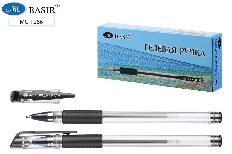 Гелевая ручка: прозрачный корпус, резиновый держатель, колпачок с цветным клипом / в цвет чернил/,