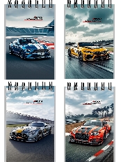 Блокнот А7 40л. на гребне КРАСИВЫЕ АВТОМОБИЛИ - 10 (Б40-9323) обл.-мел.кар, бл-офс,в клетку