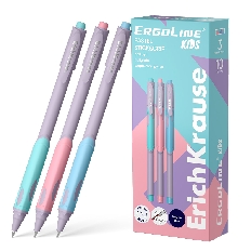 Ручка шариковая ErichKrause ErgoLine® Kids Stick&Grip Pastel 0.5, Super Glide Technology, цвет черни