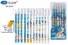 Ручка со стираемыми чернилами гелевая : "КОСМОНАВТ"; цветной с рисунком корпус /ассорти/; толщина пи