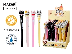 Ручка шариковая КОШЕЧКА, СИНЯЯ, с подсветкой, пулевидный пиш.узел 0.7мм, корпус пластиковый, сменный