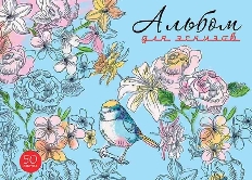 Альбом для эскизов на гребне А4, 50л. "Цветы и птичка"