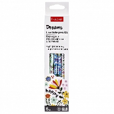 НАБОР Карандаш чернографитн. Hatber круглый корпус 6шт. Dreams-Ассорти- "HB" с ластиком заточен.  в