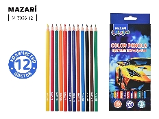 Карандаши цветные пластиковые CAR, 12 цв., шестигранный корпус, d грифеля=2,65 мм, картонная упаковк