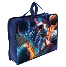 ПТ-14-4  Мой космос  - папка печать на пластике А4 с ручками(тесьма), дизайн с двух сторон