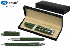 Подарочный набор: 2 металлические ручки ( с поворотным механизмом и ручка с колпачком), объёмный зел