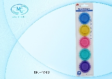 Набор магнитов: цветные, прозрачные, круглые, /диаметр 30 мм/, 5 штук, в блистере с европодвесом.