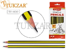 Чернографитный карандаш TZ 10292 HB,шестигран.,полосатый желтый,заточенный,без ластика.Производство