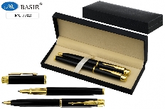 Подарочный набор: 2 металлические ручки ( с поворотным механизмом и ручка с колпачком), объёмный чёр