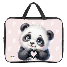 ПМД 4-20 Панда с сердечком - папка менеджера А4(ручка - тесьма),п/э с диз. широкая боковинка,350х265