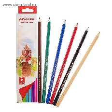Карандаши 06 цветов "Русский карандаш. Сказки" (длина 175 мм) шестигранные, заточенные в картонной к