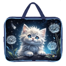 ПМД 4-20 Котик в одуванчиках - папка менеджера А4(ручка - тесьма),п/э с диз. широкая боковинка,350х2