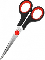 Ножницы Profit 173 мм черно-красн. ручки пластиковые с резин. вставками  карт.уп.