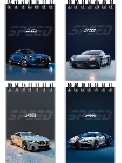 Блокнот А7 40л. на гребне КРАСИВЫЕ АВТОМОБИЛИ - 8 (Б40-9321) обл.-мел.кар, бл-офс,в клетку