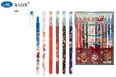 Ручка со стираемыми чернилами гелевая: "НОВОГОДНИЕ"; яркий, цветной корпус с рисунком /ассорти/; тол