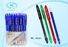 Ручка шариковая  с чернилами на масл. основе,прорезиненный держатель,тонированный  синий пластиковый