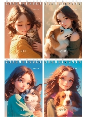 БЛОКНОТ А6 40л. на гребне ДЕВУШКИ И ПИТОМЦЫ - 2 (Б40-7016) ассорти, цвет.мелов.обл, офсет, клетка