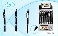 Автоматическая шариковая ручка PB-165 "Piano";чёрный,прорезиненный корпус,рельефный держатель с син.