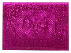 Обложка для паспорта из натуральной кожи, металлик фиолетовый, тисн.блинтовое"РОССИЯ-ПАСПОРТ-ГЕРБ"