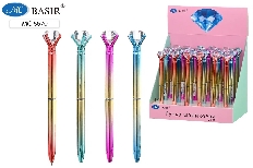 Шариковая ручка с поворотным механизмом: цветной-металлик корпус /ассорти/, наконечник-крупный крист